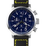 HSC-25 watch steel case with black leather strap yellow stitches