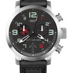 Steel Watch with Black Leather Strap