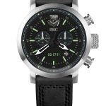 Steel Watch with Black Leather Strap