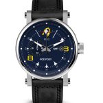 Steel Case with Black Leather Strap